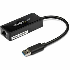 StarTech.com USB 3.0 to Gigabit Ethernet Adapter NIC w/ USB Port - Black USB - 1 Port(s) - 1 x Network (RJ-45) - Twisted Pair - 10/100/1000Base-T - Desktop