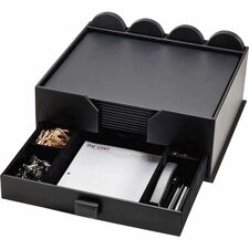 Dacasso Leather Combination Conference Room Set 12" Height x 16" Width x 18" Depth - Desktop - Black - Leather - 1 Each