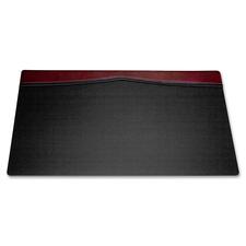 Dacasso Leather Top-Rail Desk Pad Rectangular - 34" Width x 20" Depth - Felt Black Backing - Top Grain Leather, Leatherette - Burgundy, Black