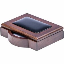 Dacasso Walnut & Leather Memo Holder 7" Height x 5.8" Width x 1.8" Depth - Wood, Leather - Walnut, Black - 1 Each
