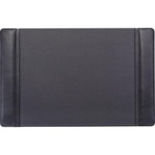 Dacasso Leather Side-Rail Desk Pad Rectangular - 22" Width x 14" Depth - Felt Black Backing - Top Grain Leather - Black