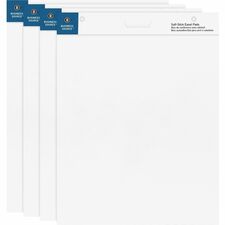 Business Source 25"x30" Self-stick Easel Pads 30 Sheets - Plain - 25" x 30" Sheet Size - White Paper - Cardboard Cover - Self-stick - 4 / Carton