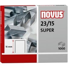 Novus 23/15 Super Heavy Duty Staples 19/32" Leg - Silver - Steel - 1000 / Carton