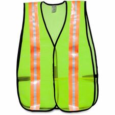 MCR Safety Mesh General Purpose Safety Vest Visibility Protection - Mesh - Lime - Reflective Strip, Lightweight - 1 Each