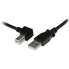 StarTech.com 1m USB 2.0 A to Left Angle B Cable - M/M 3.28 ft USB Data Transfer Cable for Printer, Scanner, Hard Drive - First End: 1 x 4-pin USB 2.0 Type A - Male - Second End: 1 x 4-pin USB 2.0 Type B - Male - Shielding - Nickel Plated Connector - Black