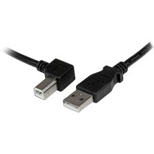 StarTech.com 2m USB 2.0 A to Left Angle B Cable - M/M 6.56 ft USB/USB-B Data Transfer Cable for Scanner, Printer, Hard Drive - First End: 1 x 4-pin USB 2.0 Type A - Male - Second End: 1 x 4-pin USB 2.0 Type B - Male - 480 Mbit/s - Shielding - Nickel Plate