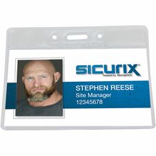 SICURIX Badge Holder Horizontal - 2.5" Height x 3.5" Width - Vinyl - Clear - 50 / Pack