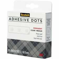 Scotch Adhesive Dots 0.30" Length x 0.30" Width - Clear - Dispenser Included - For Paper, Wood, Metal, Card, Scrapbooking, Foam - 300 / Box