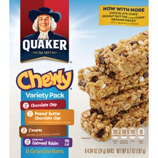 Quaker Oats Chewy Granola Bars Variety Pack Individually Wrapped - Assorted - 6.70 oz - 8 / Box