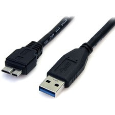 StarTech.com 0.5m (1.5ft) Black SuperSpeed USB 3.0 Cable A to Micro B - M/M 1.50 ft USB/USB Micro-B Data Transfer Cable for Notebook, Portable Hard Drive, Card Reader, PC - First End: 1 x 9-pin USB 3.0 Type A - Male - Second End: 1 x 10-pin Micro USB 3.0