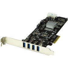 StarTech.com 4 Port PCIe USB Card PCI Express x4 - Plug-in Card - 4 USB Port(s) - 1 SATA Port(s) - UASP Support - PC, Linux