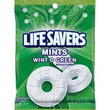 Wrigley Life Savers Mints Wint O Green Hard Candies Wintergreen - Individually Wrapped - 6.25 oz - 1 Bag