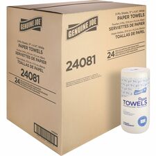 Genuine Joe Kitchen Roll Flexible Size Towels 2 Ply - 1.63" Core - White - 24 / Carton