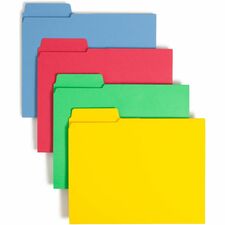 Smead SuperTab 1/3 Tab Cut Letter Recycled Top Tab File Folder 8 1/2" x 11" - 3 Internal Pocket(s) - 11 pt. - 1 Plys - Blue, Red, Green, Yellow - Flap - 10% Recycled - 12 / Pack