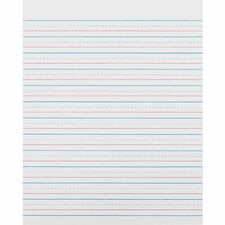 Zaner-Bloser Pacon Broken Midline Sulphite Paper 500 Sheets - 0.50" Ruled - 8" x 10 1/2" Sheet Size - White Paper - 500 / Ream