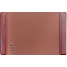 Dacasso Leather Side-Rail Desk Pad Rectangular - 38" Width x 24" Depth - Velveteen Backing - Leatherette - Mocha
