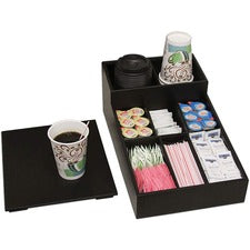 Dacasso Classic Leather Coffee Condiment Organizer Removable Lid - Black - Leather - 1 Each