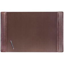 Dacasso Leather Desk Pad Rectangular - 38" Width x 24" Depth - Velveteen Backing - Leatherette - Chocolate Brown