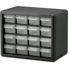 Akro-Mils 16-Drawer Plastic Storage Cabinet 16 Drawer(s) - 8.50" Height x 6.40" Width x 10.50" Length - Floor - Stackable, Finger Grip, Unbreakable - Black - Polymer, Plastic - 1 Each