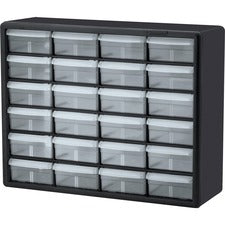 Akro-Mils 24-Drawer Plastic Storage Cabinet 24 Drawer(s) - 15.80" Height6.40" Depth x 20" Length - Floor - Stackable, Finger Grip, Unbreakable - Black - Plastic, Polymer - 1 Each