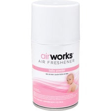AirWorks Metered Aerosol Air Fresheners Aerosol - 6000 ftÂ³ - 7 oz - Baby Powder - 12 / Carton