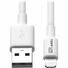 Tripp Lite series 6ft (1.8M) White USB Sync / Charge Cable with Lightning Connector 6 ft Lightning/USB Data Transfer Cable for iPad, iPhone, iPod - First End: 1 x USB Type A - Male - Second End: 1 x Lightning - Male - MFI - White - 1 Each
