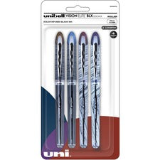 uniball&#8482; Vision Elite Designer Rollerball Pen 8 mm Bold Pen Point - Brown/Black, Black/Blue, Black/Red, Violet/Black Ink - Assorted Barrel - 4 / Pack