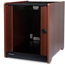 StarTech.com 12U Rack Enclosure Server Cabinet - 20.6 in. Deep - Wood Finish - Flat Pack For Server, LAN Switch, Patch Panel, A/V Equipment - 12U Rack Height x 20.50" Rack Width x 20.60" Rack Depth - Floor Standing - Black - Wood, Glass - 300.70 lb Maximu