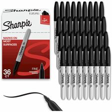 Sharpie Permanent Marker 1 mm Fine, Bold Marker Point - Black Ink - Black Barrel - 36 / Box