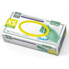 Medline Professional Series Aloetouch Gloves 5.9 mil Thickness x 9.50" Glove Length - X-Small Size - Green - Latex-free, Non-sterile, Textured - For Laboratory Application - 100 / Box