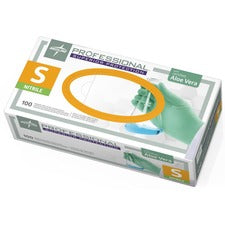 Medline Professional Series Aloetouch Gloves 5.9 mil Thickness x 9.50" Glove Length - Small Size - Green - Latex-free, Non-sterile, Textured - For Laboratory Application - 100 / Box