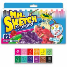 Mr. Sketch Scented Watercolor Markers Bevel, Chisel Marker Point - Assorted Ink - 12 / Set