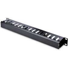StarTech.com 1U Horizontal Finger Duct Rack Cable Management Panel with Cover Cable Management Panel - Black - 1U Rack Height x 19" Panel Width - Steel - 1 Each