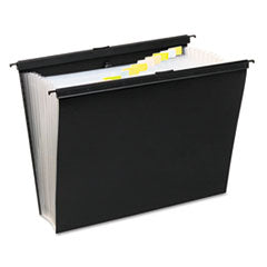 Slide-Bar Expanding Pocket File, 13 Sections, 15" Capacity, Letter Size, Black