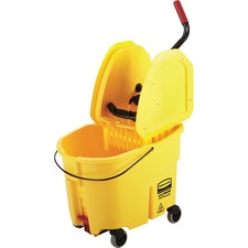 Rubbermaid Commercial WaveBrake Combo Mop Bucket 8.75 gal - 36.5" x 15.7" - Tubular Steel, Plastic - Yellow - 1 Each
