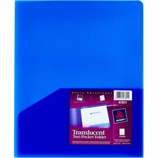 Avery&reg; Letter Pocket Folder 8 1/2" x 11" - 20 Sheets Capacity - 2 Internal Pocket(s) - Blue - Translucent, Lightweight, Water Resistant, Flexible, PVC-free, Durable - 1 Each