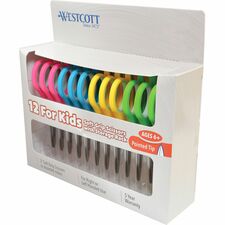 Westcott Teachers 5" Kids Soft Handle Pointed Scissors 5" Overall Length - Straight-left/right - Stainless Steel - Pointed Tip - Assorted - 12 / Pack