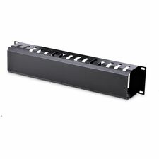 StarTech.com 2U Horizontal Finger Duct Rack Cable Management Panel with Cover Cable Management Panel - Black - 2U Rack Height x 19" Panel Width x 19" Length - Steel, Plastic - 1 Each - TAA Compliant