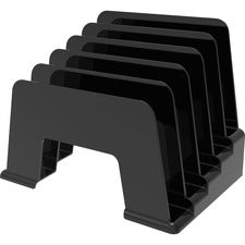 Deflecto Sustainable Office Small Incline Sorter 5 Compartment(s) - 6" Height x 8" Width x 5.50" Depth - Desktop - Sturdy - 30% Recycled - Black - Plastic - 1 Each