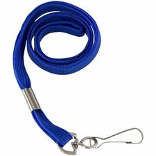 SICURIX Flat Metal Hook Lanyard Hook Attachment - 0.4" Width x 36" Length - Blue - Metal - 100 / Pack