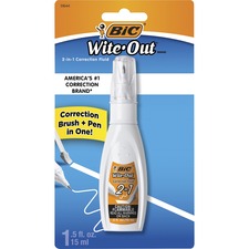 Wite-Out Wite Out 2-in1 Correction Fluid Tip, Brush Applicator - 15 mL - White - Quick Drying - 1 Each