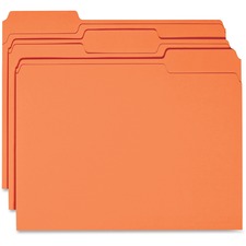 Business Source 1/3 Tab Cut Recycled Top Tab File Folder 11 pt. - Orange - 10% Recycled - 100 / Box
