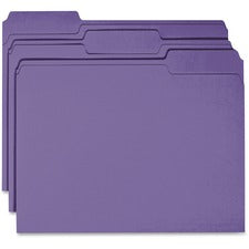 Business Source 1/3 Tab Cut Recycled Top Tab File Folder 11 pt. - Purple - 10% Recycled - 100 / Box
