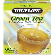 Bigelow&reg; Blend Green Tea Bag Green Tea Bag Green Tea - 3.2 oz Per Box - 60 - 60 / Box