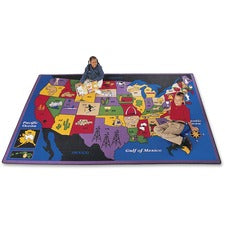 Carpets for Kids&reg; Premium Discover America U.S. Map Area Rug Kids - 99.96" Length x 11.67 ft Width - Rectangle - USA Map