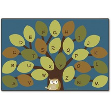 Carpets for Kids&reg; Premium Owl-phabet Tree Woodland Rug 108" Length x 72" Width - Rectangle - Alphabet, Woodland