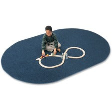 Carpets for Kids&reg; Solid Color Mt. St. Helens Carpet Rug 108" Length x 72" Width - Oval - Navy - Nylon
