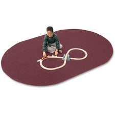 Carpets for Kids&reg; Solid Color Mt. St. Helens Carpet Rug 108" Length x 72" Width - Oval - Cranberry - Nylon