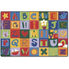 Carpets for Kids&reg; KIDSoft&trade; Toddler Alphabet Blocks Rug 72" Length x 48" Width - Rectangle - Alphabet Blocks