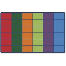 Carpets for Kids&reg; Premium Color Rows 36-space Seating Rug 13.33 ft Length x 100" Width - Rectangle - Colorful Rows